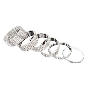 Fashion Cuff <b>Bracelets</b> Full <b>Crystal</b> Elastic Bangle Women's Party Jewelry Claw Setting Geometric Simple Design - Product Image 5