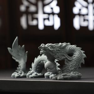 Style chinois Bon augure Dragon Loong Zodiaque Micro Paysage Rocaille Eau Fish Tank Vieux Objets Petits Ornements Artisanat À La Main - Product Image 4