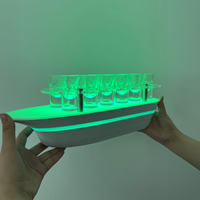 Présentoir lumineux LED pour 12 verres à shot en forme de bateau, rechargeable, en acrylique, plateau pour verres à vin lumineux pour bar et KTV
