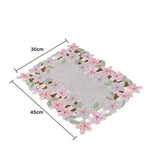 <span class=keywords><strong>Nappe</strong></span> carrée classique en tissu polyester-coton rose brodé, résistante à la chaleur, pour plateau ou chemin de table - Product Image 3