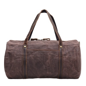 Bolsa de Viaje Retro de Lona con Detalles en Cuero para Hombre, para <span class=keywords><strong>Viajes</strong></span> de Negocios al Aire Libre, Bolsa Cilíndrica de Gran Capacidad, B0110 - Product Image 2