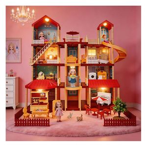 <b>Large</b> Kids Unisex Plastic Doll House Toy with Furniture Pool Balcony <b>Slide</b> Elevator Pretend Play Gift - Product Image 3