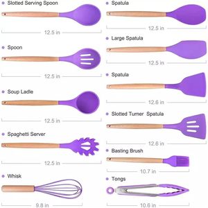 Non-Stick Eco-Friendly Sustainable Home Kitchen Accessories Highly Heat Resistance 12pcs Food Grade <b>Silicone</b> Kitchen Utensils - Product Image 2