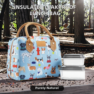 Frische, isolierte Lunchtasche aus Polyester für Damen, groß, schmutzabweisend, mit Reißverschluss, <span class=keywords><strong>Bloomington</strong></span> Dogs-Motiv - Product Image 1
