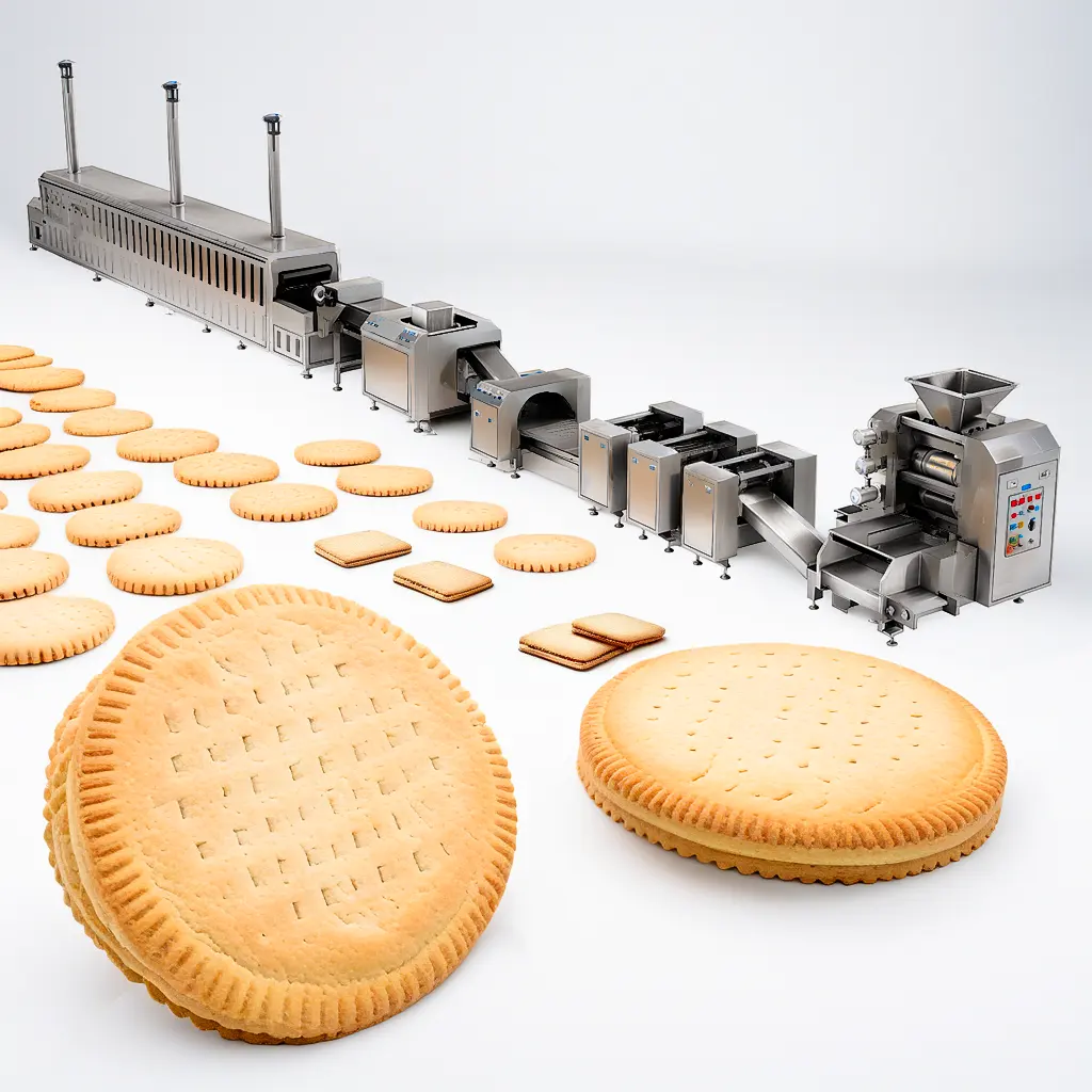 Venta caliente Máquina automática completa para hacer galletas Línea de producción de galletas multifuncional