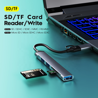 Hub 2 en 1 con 5 puertos USB 3,0, adaptador multipuerto OTG Hub SD TF, lector de tarjetas