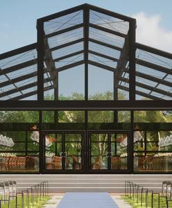 Grande <span class=keywords><strong>Tenda</strong></span> per Eventi e Matrimoni a Forma di Atrio con Pareti in Vetro Trasparente, Capacità 500 Persone, Elegante Padiglione per Banchetti, <span class=keywords><strong>Disegni</strong></span> di Progettazione Gratuiti Forniti - Product Image 3