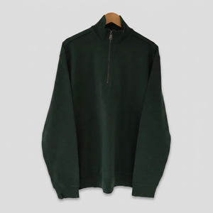 Sudadera de Hombre Verde Oscuro con Cierre de Cremallera, Corte Regular, Tejido de Algodón, Cuello Alto, Color Sólido, para Otoño - Product Image 3