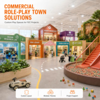 Équipement de terrain de jeux intérieur en plastique, personnalisable, sûr et durable, conception clé en main pour projets de centres commerciaux, de parcs d'attractions familiales (FEC), de cafés ludiques et de villages de jeu d'imitation