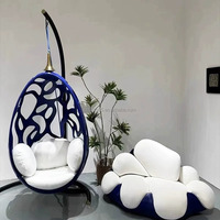 Fauteuil suspendu en fibre de verre en forme d'œuf creux de style nordique pour chambre, appartement, hôtel, école