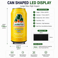 Écran LED géant en forme de canette |   360 °   Écran publicitaire numérique avec refroidisseur en option, affichage publicitaire P1.25-P2.5 pour les boissons