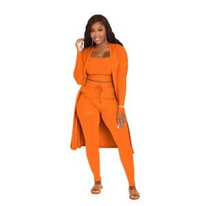 Nouveau Style décontracté femmes 3 pièces ensemble automne et hiver mode licou longue <span class=keywords><strong>Cape</strong></span> Pit Strip couleur unie - Product Image 4