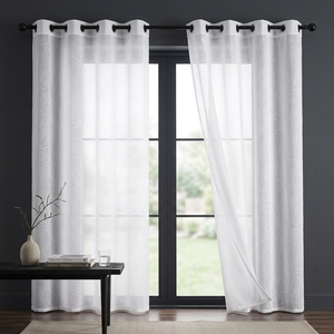 Cortinas de Voile DaiRui Personalizadas para Hoteles, con Diseño de Plumas en Relieve, Ojales y Efecto Burnout, para Proyectos Comerciales de Hostelería - Product Image 1
