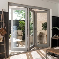 Porte pliante sans cadre NUOXIN 2024, moderne, à double vitrage, en aluminium et verre, pour usage domestique et extérieur, design industriel
