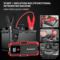 Démarreur de secours Purehood Q2 27000mAh rouge avec pinces intelligentes pour moteurs essence 3.5L et diesel 2.5L, Type-C, crête 2000A/4000A