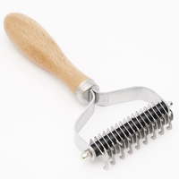 Brosse et peigne de toilettage pour animaux de compagnie, double face, en acier inoxydable, écologique, 2-en-1, pour éliminer les poils de chien