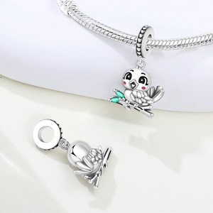 In-stock white copper bird pendant, <b>cute</b>, unique, fashionable, versatile DIY <b>bracelet</b>, jewelry, accessory for women - Product Image 5