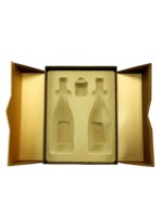 Boîte cadeau de luxe personnalisée en papier brun, double porte, blister, 1 pièce/2 pièces, pour bouteille de vin/huile d'olive, avec revêtement UV