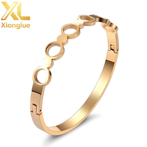 Creative Women Jewelry Wholesale Custom Stainless Steel 18K Gold Plated Hollow <b>Infinity</b> Love Cuff Bangles <b>Bracelets</b> for Women - Product Image 1