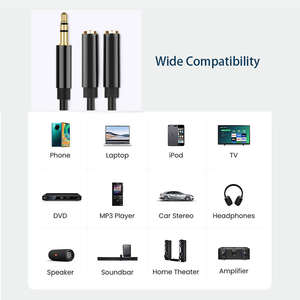 Divisor de auriculares estéreo doble divisor de auriculares de <span class=keywords><strong>2</strong></span> vías 3,5mm Y <span class=keywords><strong>Cable</strong></span> divisor de Audio para auriculares - Product Image 4