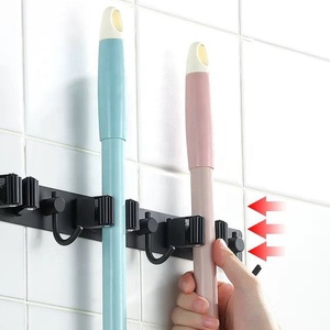 Con gancio portautensili Organizer supporto per scopa nero autoadesivo per montaggio a parete in acciaio inossidabile - Product Image 4