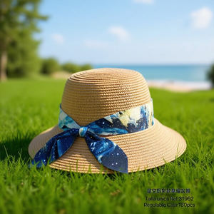 Cappello di paglia con nastro Starry Sky, protezione solare estiva unisex regolabile da 8 cm - Product Image 2