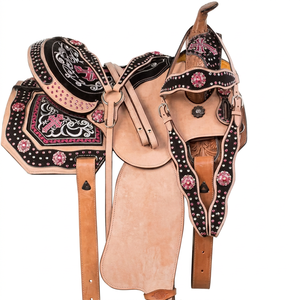 Silla de Montar Premium de Cuero Genuino Ligero, Hecha a Mano, Estilo Western, para Carreras de Barriles, Rodeo, Alto Rendimiento y Confort, para Exhibición - Product Image 1