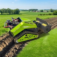 Mesin Pemotong Rumput Crawler Karet Profesional 4-Tak Hemat Biaya, Bermerek, Mini Robotik, Kontrol Jarak Jauh Cerdas