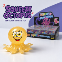 Jouet Squishy Pieuvre à Ventouses, Jouets Anti-Stress, Jouet à Presser Fidget, Ventouses Tentacules, Boîte de 12 Pièces, Présentoir en Boîte Couleur