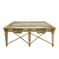 Table basse carrée de luxe haut de gamme en acrylique avec incrustations de jade baroque pour villa de luxe, hall d'hôtel