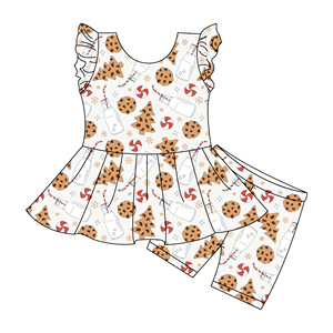 Conjuntos de Ropa para Bebés Niñas de Bambú Orgánico Personalizados, Vestido con Volantes y Pantalones Cortos, Vestidos Transpirables para Hermanas, Conjuntos de Ropa para Niñas Pequeñas - Product Image 1