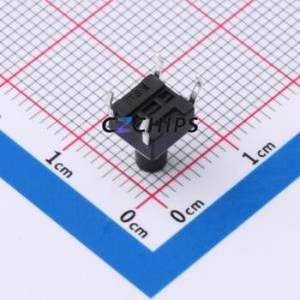YTS1R0012JBT00 Tactile Switch Through hole Component THT-4P,6x6mm Switch Single Pole Single Throw Round Button 2.5N Through Hole - Product Image 2