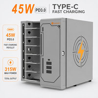 Armoire de charge pour tablettes homologuée CE, 7 emplacements, 45W, Type-C PD QC3.0, murale, en acier SPCC thermolaqué, avec protection contre les surcharges