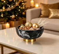 Bol Rond Classique en Marbre Noir pour la Cuisine, la Maison, les Fêtes, les Restaurants, le Service de Fruits, la Décoration, les Collations, le Rangement