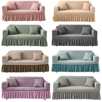 Housse de canapé jacquard extensible et protectrice pour salon, grandes tailles, nouvelle collection, pour canapés modernes et fauteuils, modèle 3 3 1 1 Solid Skirt