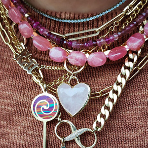 Collana in Acciaio Inox 316L Regalo di San Valentino Placcata Oro 18K con Ciondolo a <span class=keywords><strong>Cuore</strong></span> in Pietra Naturale per Donne - Product Image 2