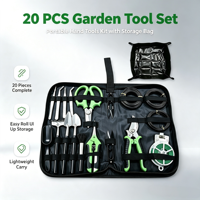 Kit d'outils de jardin Titan en acier et fer, 20 pièces, avec sac de rangement, pelle de taille-haie, entretien des plantes, bonsaï et fleurs