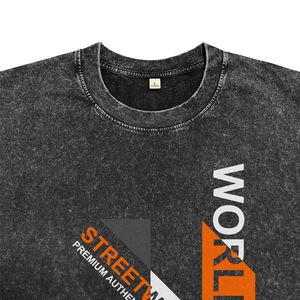 Camisetas de Manga Corta para Hombre, Estilo Urbano, de Algodón Transpirable, con Lavado Ácido Vintage, Tinte Textil, Colores en Contraste, Cuello Redondo - Product Image 3