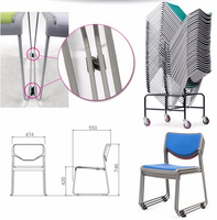 Chaise de conférence empilable ergonomique avec base à patins pour visiteurs, formation, école, salle de classe, bureau, salle de réunion