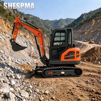 Mini-excavatrice sur chenilles de 1 à 2,5 tonnes avec moteur 3 cylindres pour les travaux d'excavation et de nivellement sur chantier