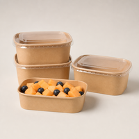 Boîte à pâtes en papier kraft recyclable, boîte à lunch imperméable, en vrac, pour la vente au détail, pour les pâtes, les sushis, les fruits, à emporter
