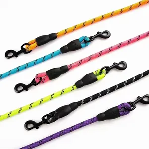 Factory Wholesale Custom Nylon1.2/1.5/2.0/3.0 M Reflective Round Dog Strap Training Pet Dog Leash Rope With Swivel Carabiner