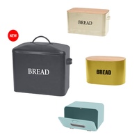 Boîte à pain vintage en métal pour comptoir de cuisine de style campagnard, contenant 2 pains secs