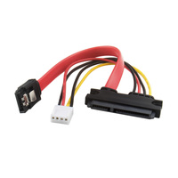 Kabel daya SATA 22PIN 18CM 7 + 15 hingga 7PIN SATA 4PIN kabel daya SATA III 6Gbps