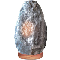 Lampe en sel gris de l'Himalaya naturel brut de 2-3 kg, formes irrégulières, extraite à la main, avec interrupteur à intensité variable