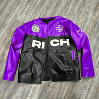 Veste en cuir pour homme de course moto classique Y2k avec broderie personnalisée de haute qualité à fermeture éclair en PU