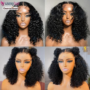 Peluca de Bob rizado <span class=keywords><strong>cabello</strong></span> humano 8 10 14 pulgadas sin pegamento 13x4 pelucas frontales de encaje prearrancado mongol HD rizado Bob pelucas frontales de encaje - Product Image 3