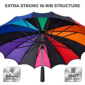 New Arrival <b>rainbow</b> Straight Parasol Umbrellas Manual Colorful 16ribs Windproof Waterproof 190t Nylon Kids Umbrella - Product Image 3