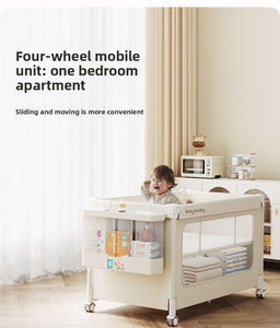 Lit bébé pliable portable de qualité supérieure, lit multifonctionnel connectable au grand lit pour nouveau-né de 0 à 36 mois avec un design moderne - Product Image 2