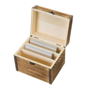 Boîte porte-cartes de recettes en acacia Organisateur de recettes 4x6 avec 6 séparateurs Boîte pour cartes d'index Boîte en bois pour comptoir de cuisine Menu de cuisine - Product Image 4